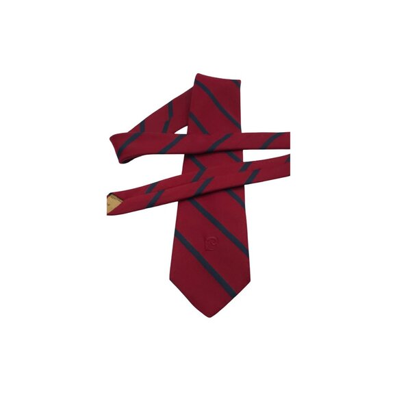 Pierre Cardin Red & Navy Striped Silk Tie Vintage Menswear - Picture 2 of 7